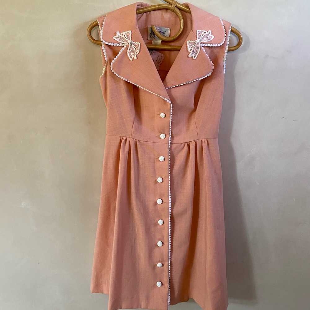 Vintage Pink Cute Linen Dress